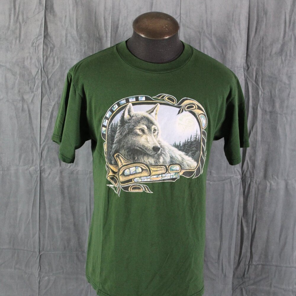 Vintage Graphic T-shirt - Wolf with Haida Graphic - Men's Large